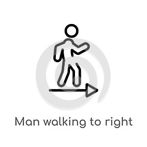 outline man walking to right vector icon. isolated black simple line element illustration from ultimate glyphicons concept. photo