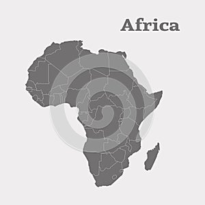 Outline map of Africa. Isolated illustration.