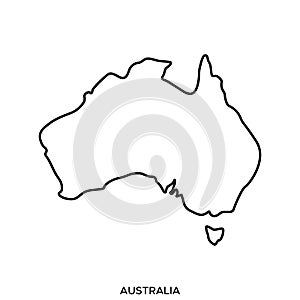 Outline map of Australia vector design template. Editable Stroke.