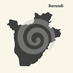 Outline map of Burundi. illustration.