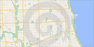 outline Map of Chicago,USA