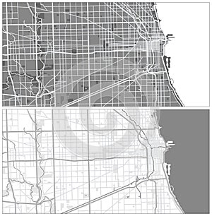 outline Map of Chicago,USA