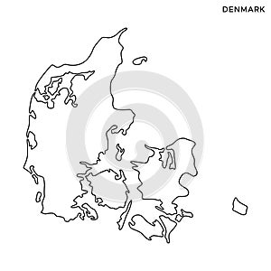 Outline map of Denmark vector design template. Editable Stroke.