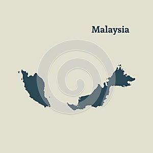 Outline map of Malaysia. illustration.