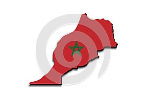 Outline map of Marocco with the national flag