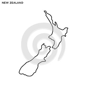 Outline map of New Zealand vector design template. Editable Stroke.