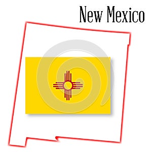 New Mexico State Map and Flag