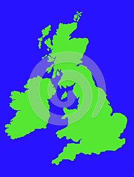 Outline map of United Kingdom in green