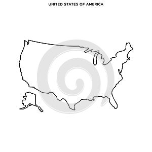 Outline map of United States of America vector design template. Editable Stroke.