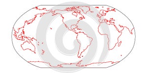 Outline map of World. Americas centered. Simple flat vector illustration