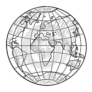 outline map of the world, vector illustration, doodle