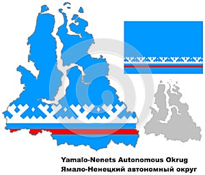 Outline map of Yamalo-Nenets Autonomous Okrug with flag