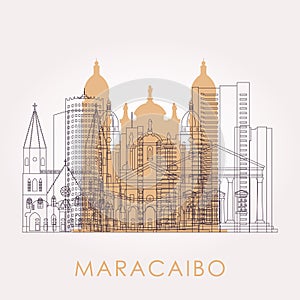Outline Maracaibo skyline with landmarks. photo