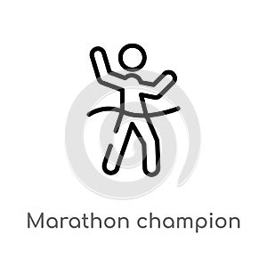 outline marathon champion vector icon. isolated black simple line element illustration from sports concept. editable vector stroke