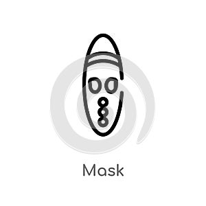 outline mask vector icon. isolated black simple line element illustration from museum concept. editable vector stroke mask icon on