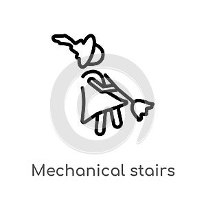outline mechanical stairs vector icon. isolated black simple line element illustration from people concept. editable vector stroke
