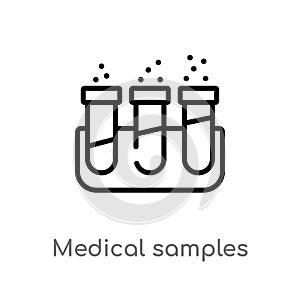 outline medical samples in test tubes couple vector icon. isolated black simple line element illustration from medical concept.
