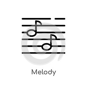 outline melody vector icon. isolated black simple line element illustration from music concept. editable vector stroke melody icon