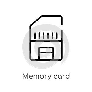 outline memory card vector icon. isolated black simple line element illustration from electronic stuff fill concept. editable
