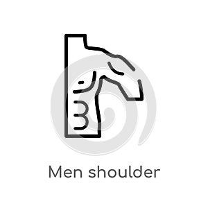 outline men shoulder vector icon. isolated black simple line element illustration from human body parts concept. editable vector