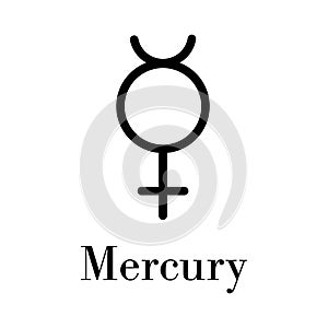 Outline Mercury planet symbol - vector isolated icon for astrology and alchemy