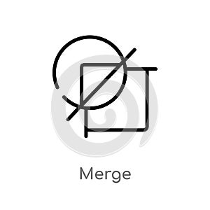 outline merge vector icon. isolated black simple line element illustration from geometric figure concept. editable vector stroke