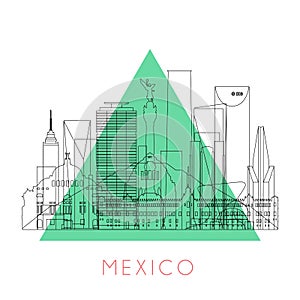 Outline Mexico skyline