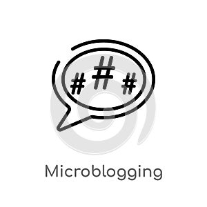 outline microblogging vector icon. isolated black simple line element illustration from technology concept. editable vector stroke