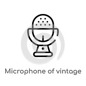 outline microphone of vintage de vector icon. isolated black simple line element illustration from tools and utensils concept.