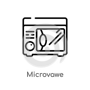 outline microvawe vector icon. isolated black simple line element illustration from other concept. editable vector stroke