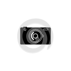 Outline modern vector concept of aps-c mirrorless digital camera.