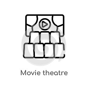 outline movie theatre vector icon. isolated black simple line element illustration from cinema concept. editable vector stroke