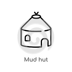 outline mud hut vector icon. isolated black simple line element illustration from culture concept. editable vector stroke mud hut