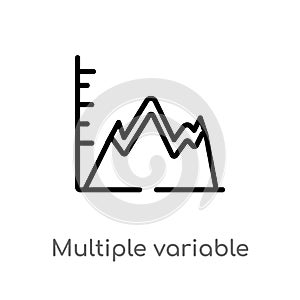 outline multiple variable points line chart vector icon. isolated black simple line element illustration from user interface