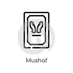 outline mushaf vector icon. isolated black simple line element 