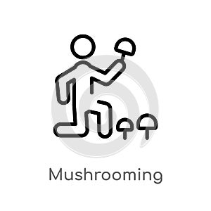 outline mushrooming vector icon. isolated black simple line element illustration from activity and hobbies concept. editable