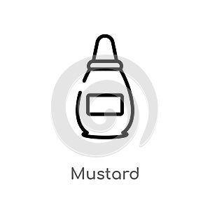 outline mustard vector icon. isolated black simple line element illustration from gastronomy concept. editable vector stroke