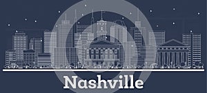 Outline Nashville Tennessee USA City Skyline with White Buildings