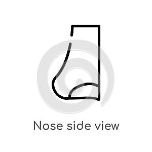 outline nose side view vector icon. isolated black simple line element illustration from human body parts concept. editable vector