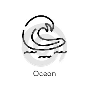 outline ocean vector icon. isolated black simple line element illustration from summer concept. editable vector stroke ocean icon