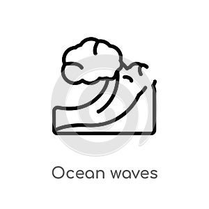 outline ocean waves vector icon. isolated black simple line element illustration from nautical concept. editable vector stroke