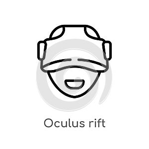 outline oculus rift vector icon. isolated black simple line element illustration from artificial intellegence concept. editable