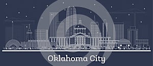 Outline Oklahoma City USA city skyline with white buildings. Business travel and tourism concept with historic architecture.