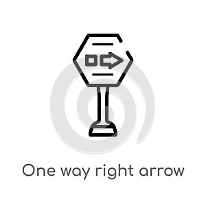 outline one way right arrow vector icon. isolated black simple line element illustration from signs concept. editable vector