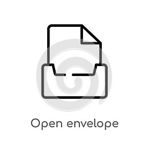 outline open envelope vector icon. isolated black simple line element illustration from user interface concept. editable vector