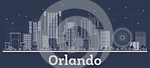 Outline Orlando Florida City Skyline with White Buildings photo