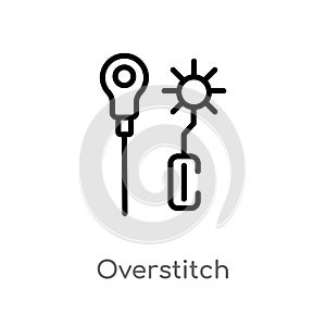 outline overstitch vector icon. isolated black simple line element illustration from sew concept. editable vector stroke