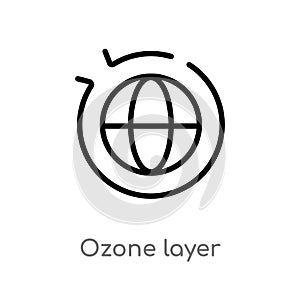 outline ozone layer vector icon. isolated black simple line element illustration from ecology concept. editable vector stroke