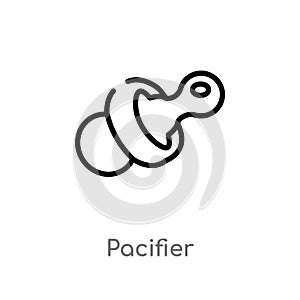 outline pacifier vector icon. isolated black simple line element illustration from kid and baby concept. editable vector stroke