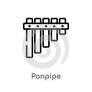 outline panpipe vector icon. isolated black simple line element illustration from music concept. editable vector stroke panpipe